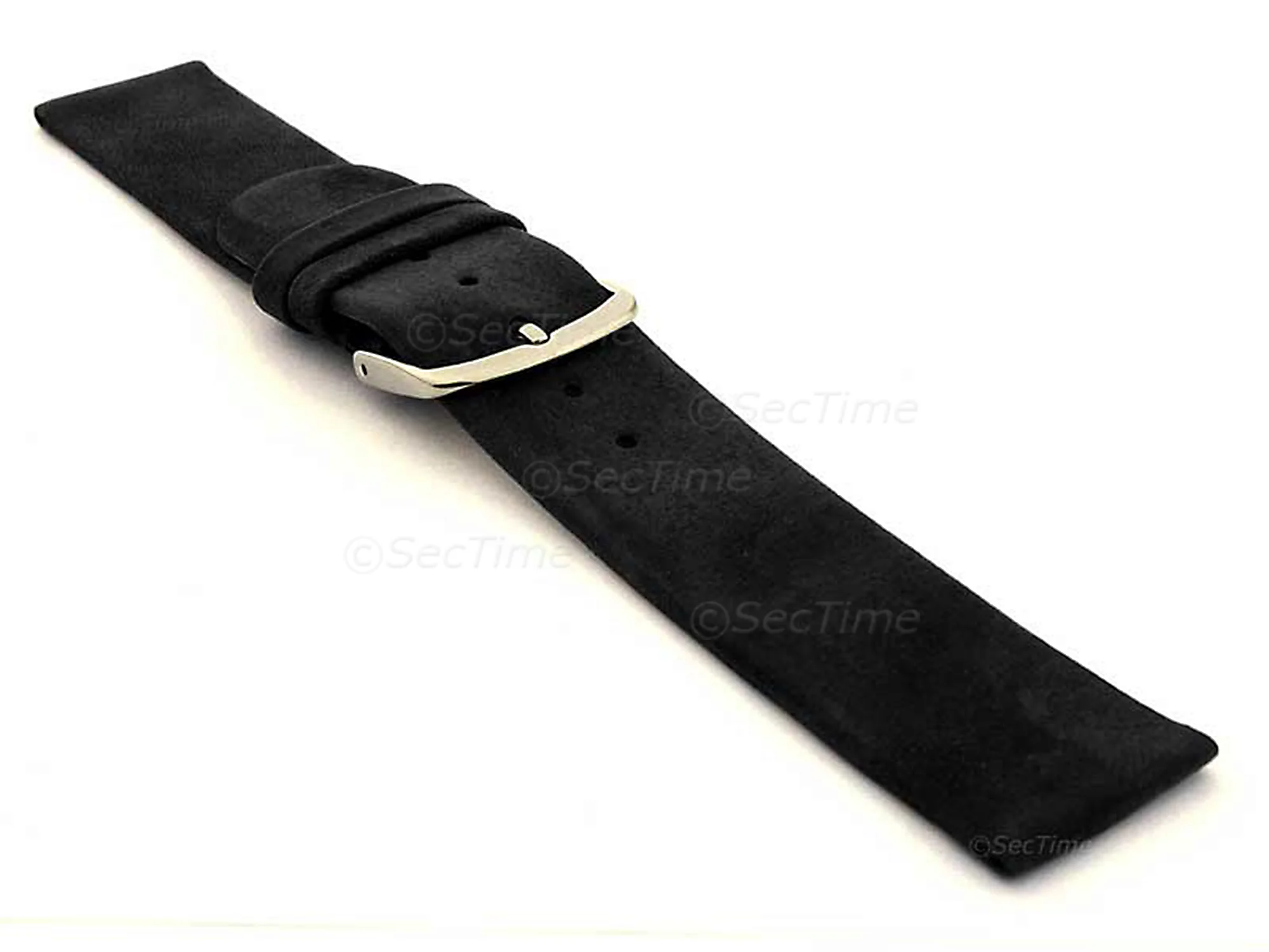 (image for) Suede Genuine Leather Watch Strap Malaga Black 12mm (2)