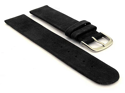 (image for) Suede Genuine Leather Watch Strap Malaga Black 12mm