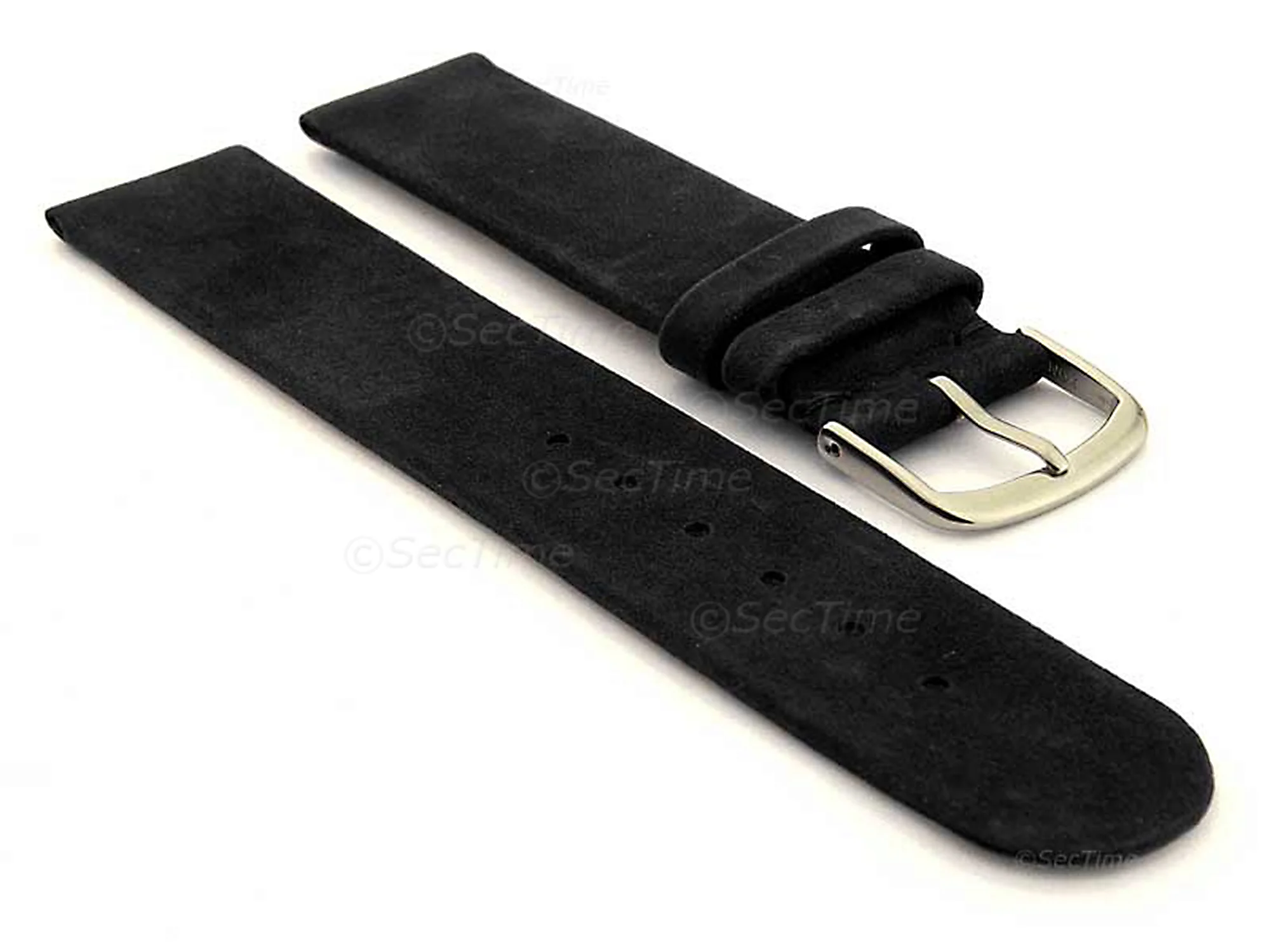 (image for) Suede Genuine Leather Watch Strap Malaga Black 12mm