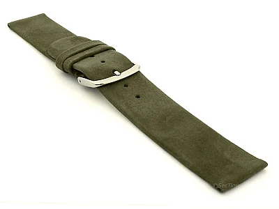 (image for) Suede Genuine Leather Watch Strap Malaga Coyote Green 12mm (2)