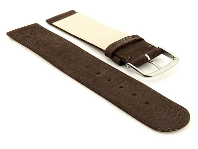 (image for) Suede Genuine Leather Watch Strap Malaga Dark Brown 12mm (1)