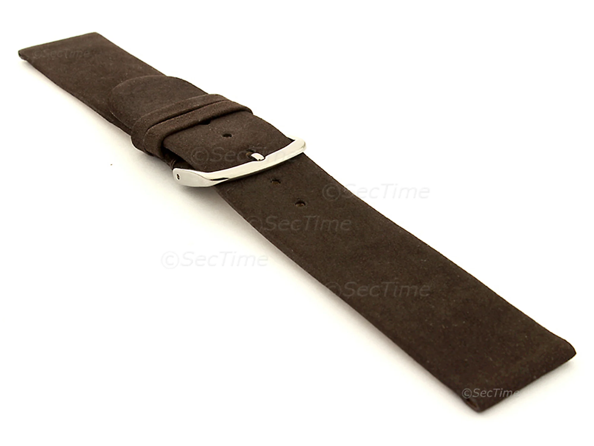 (image for) Suede Genuine Leather Watch Strap Malaga Dark Brown 12mm (2)