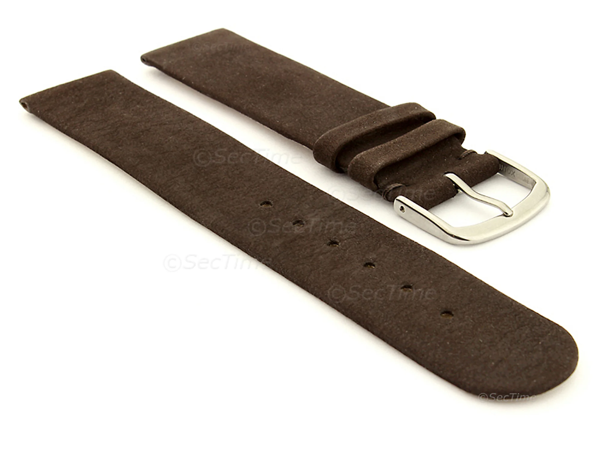 (image for) Suede Genuine Leather Watch Strap Malaga Dark Brown 12mm
