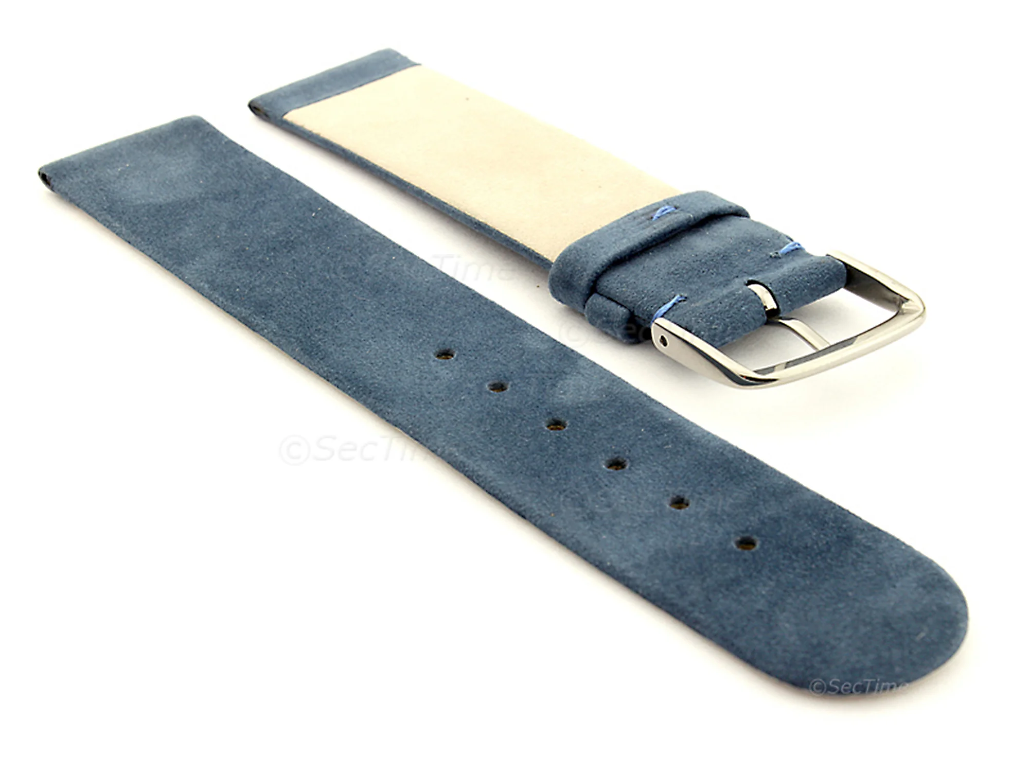 (image for) Suede Genuine Leather Watch Strap Malaga Blue 12mm (1)