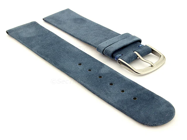 (image for) Suede Genuine Leather Watch Strap Malaga Blue 12mm