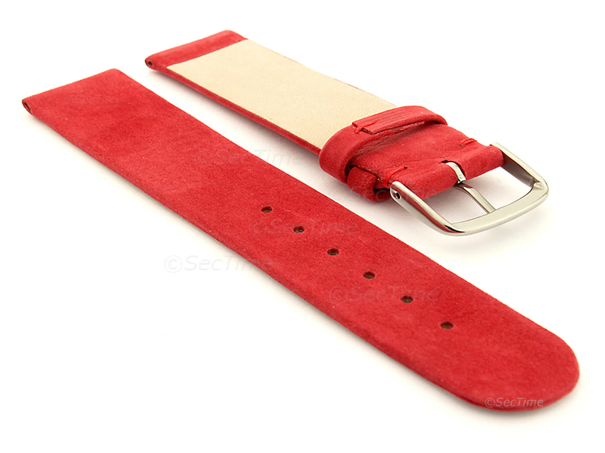 (image for) Suede Genuine Leather Watch Strap Malaga Red 12mm (1)