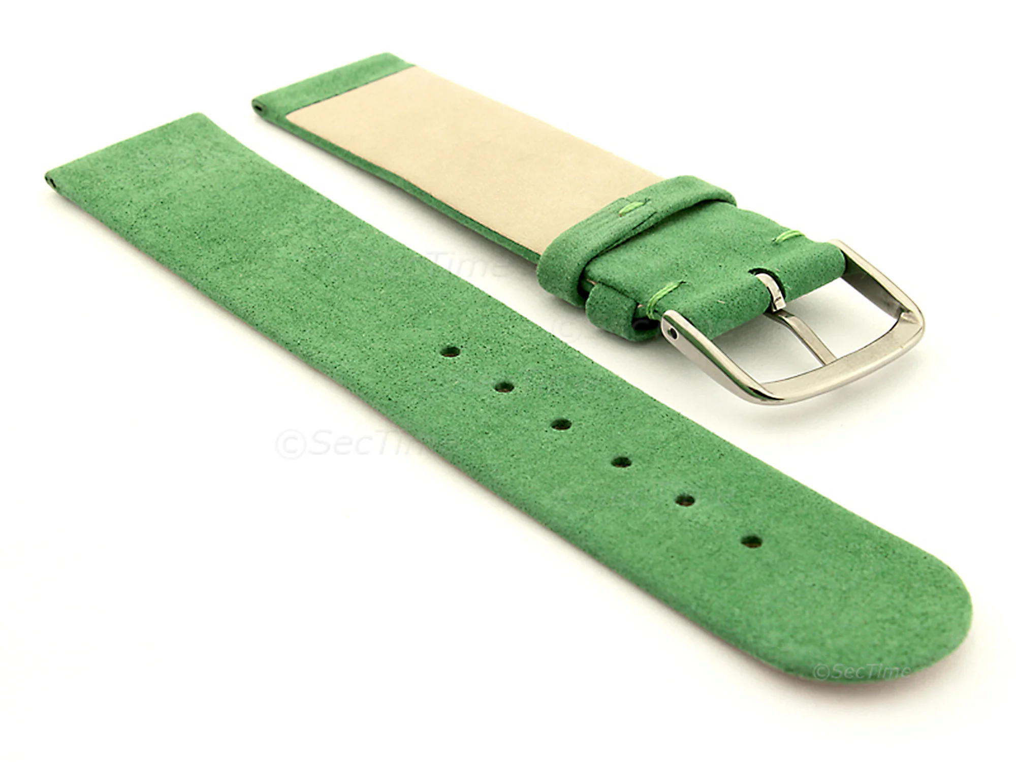 (image for) Suede Genuine Leather Watch Strap Malaga Green 12mm (1)