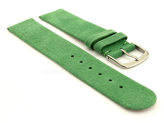 (image for) Suede Genuine Leather Watch Strap Malaga Green 18mm