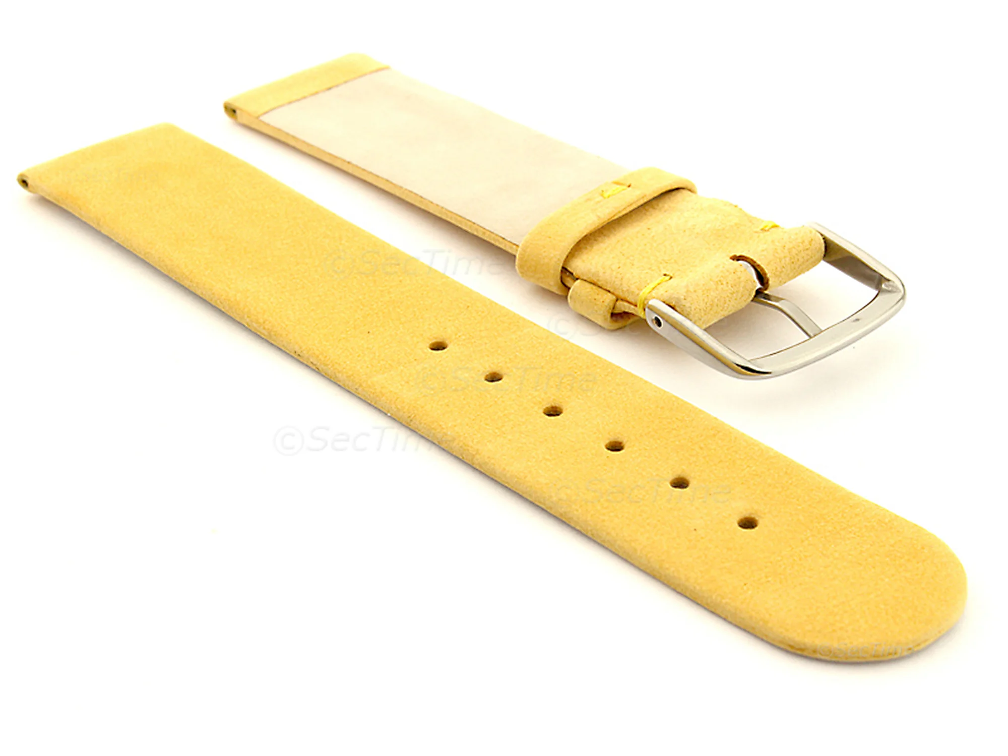 (image for) Suede Genuine Leather Watch Strap Malaga Yellow 12mm (1)