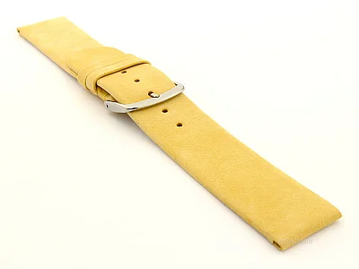 (image for) Suede Genuine Leather Watch Strap Malaga Yellow 12mm (2)