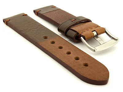 (image for) Two Tone Leather Watch Strap Maracana Dark Brown 20mm (1)