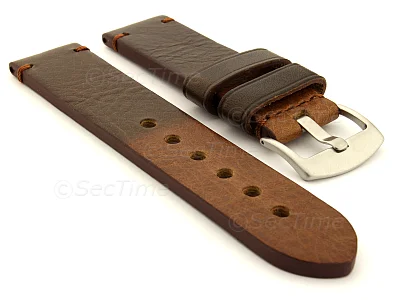 (image for) Two Tone Leather Watch Strap Maracana Dark Brown 26mm