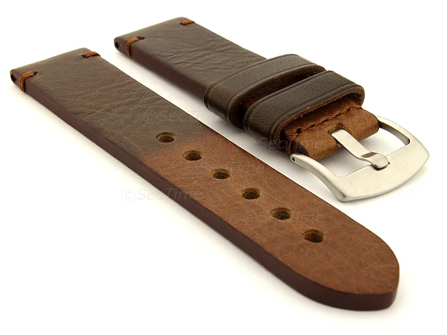 (image for) Two Tone Leather Watch Strap Maracana Dark Brown 20mm