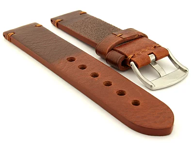 (image for) Two Tone Leather Watch Strap Maracana Brown 20mm (1)