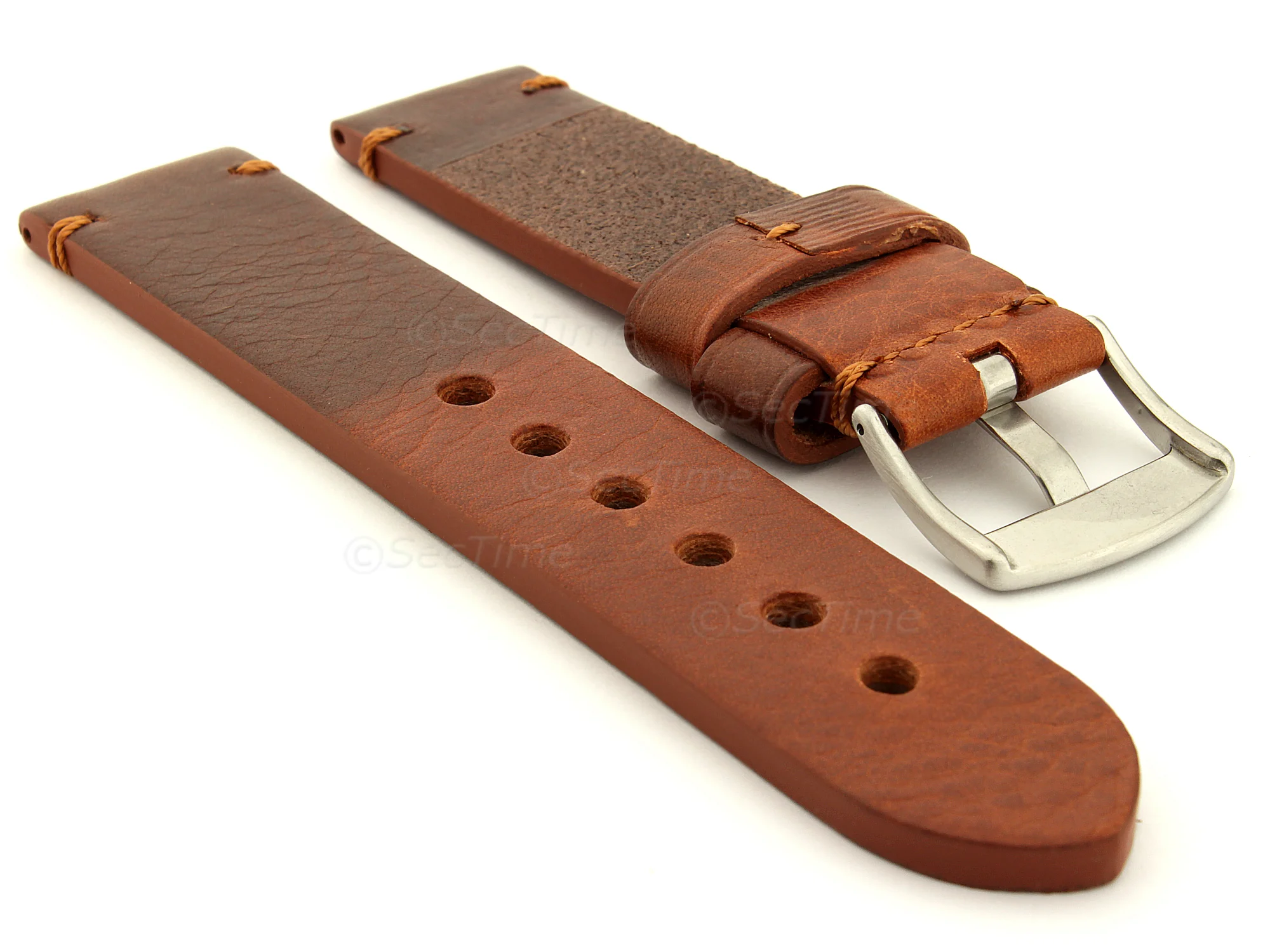 (image for) Two Tone Leather Watch Strap Maracana Brown 20mm (1)
