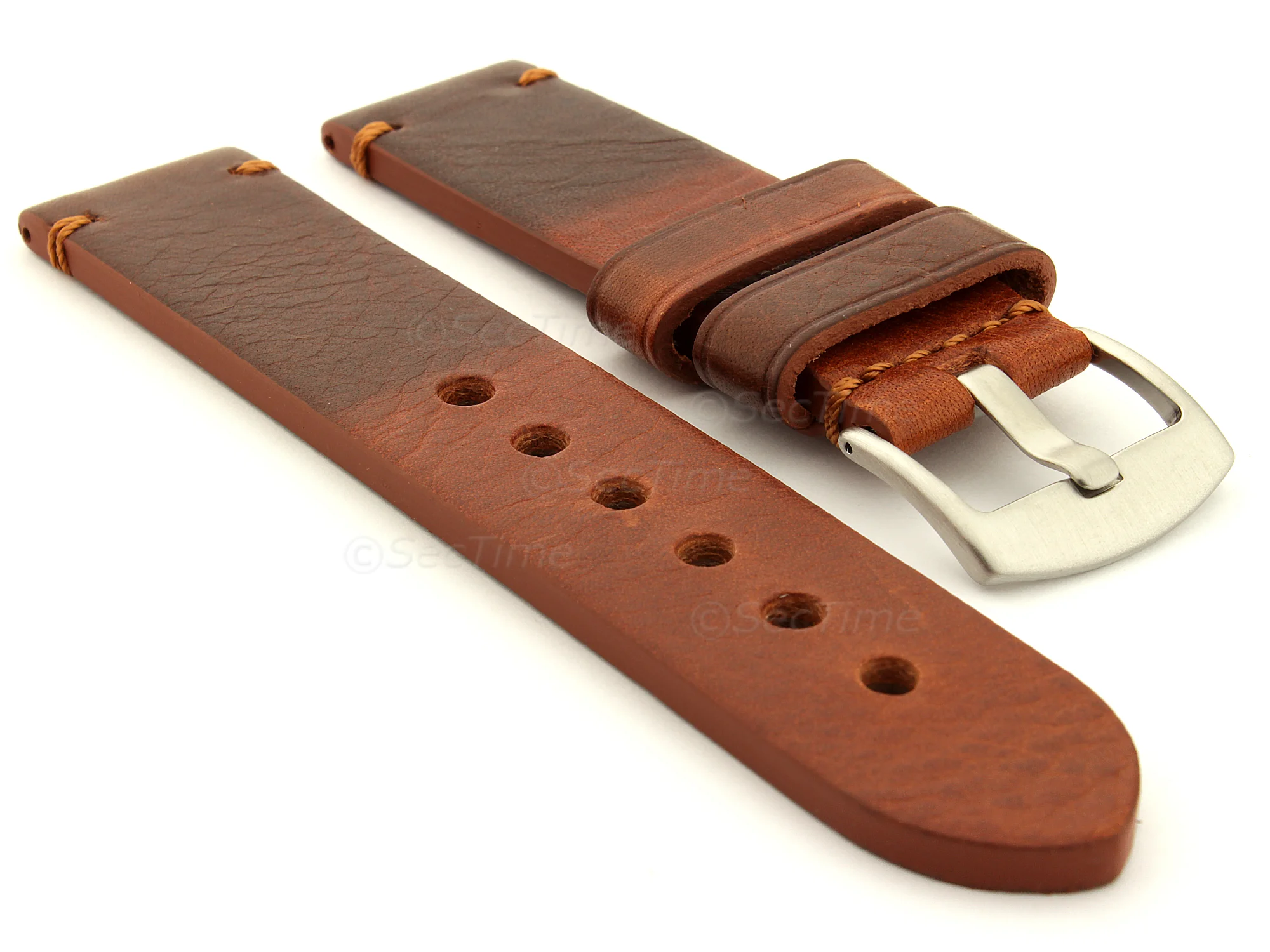(image for) Two Tone Leather Watch Strap Maracana Brown 20mm