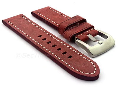 (image for) Leather Watch Strap Marina Matte Red 22mm