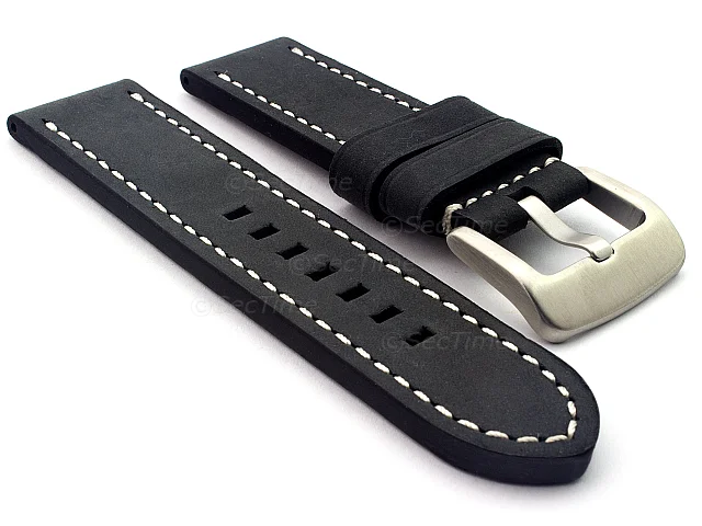 (image for) Leather Watch Strap Marina Matte Black 20mm