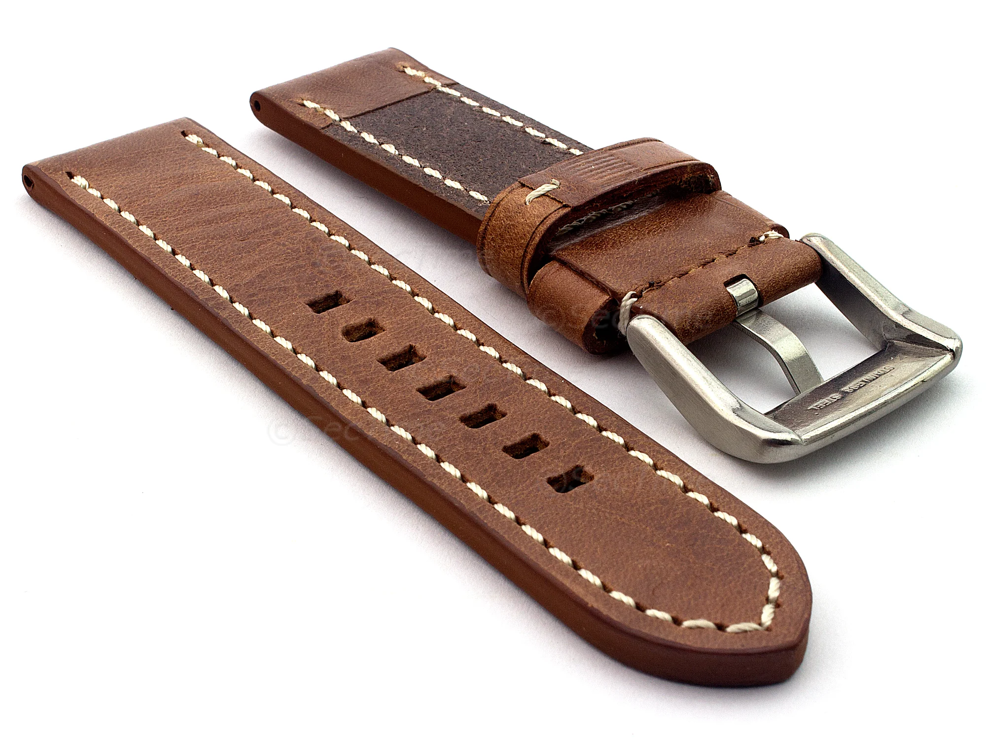 (image for) Leather Watch Strap Marina Gold Brown 20mm (1)