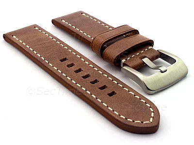 (image for) Leather Watch Strap Marina fits Panerai 24mm Gold Brown