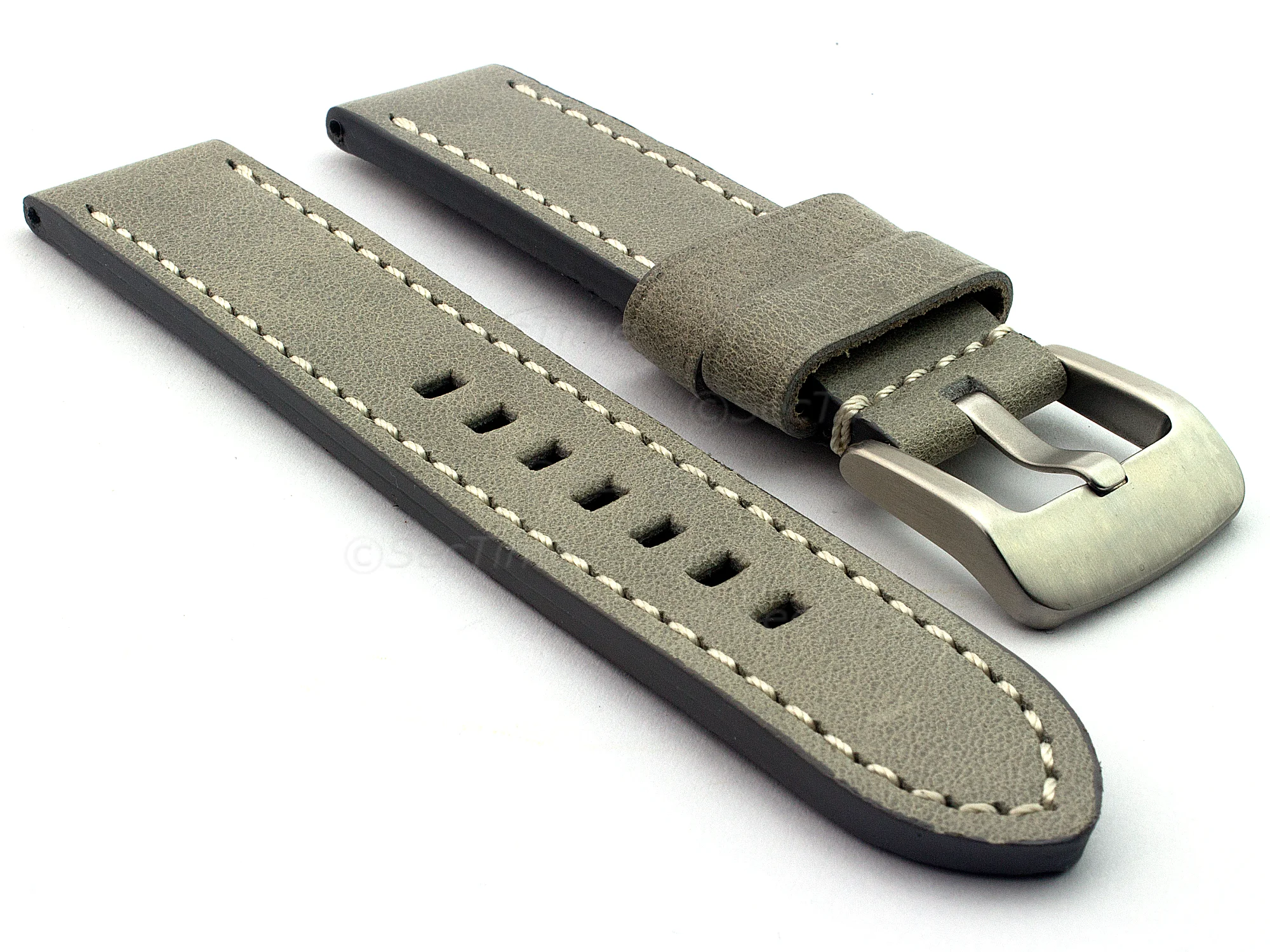(image for) Leather Watch Strap Marina Grey 20mm