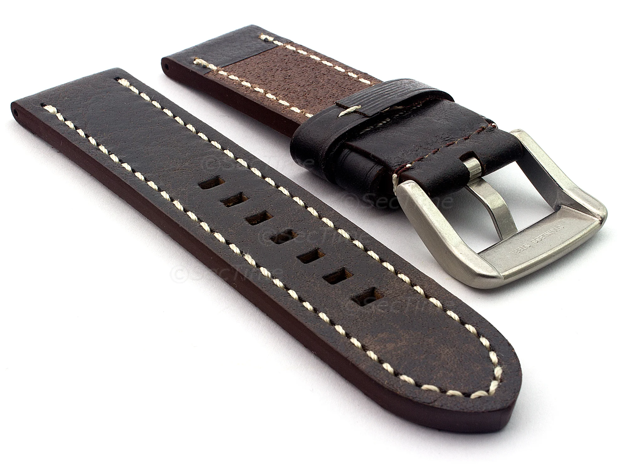 (image for) Leather Watch Strap Marina Retro Brown 20mm (1)