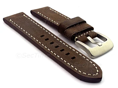 (image for) Leather Watch Strap Marina fits Panerai 24mm Matte Dark Brown