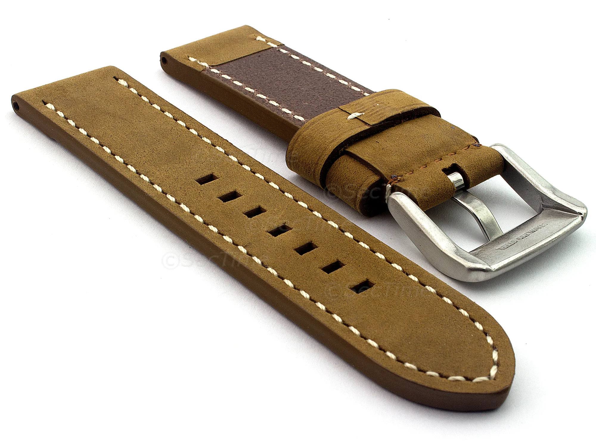 (image for) Leather Watch Strap Marina Matte Brown 20mm (1)