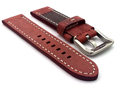 (image for) Leather Watch Strap Marina Matte Red 26mm (1)