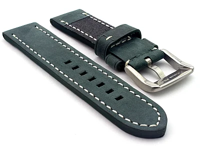 (image for) Leather Watch Strap Marina Matte Green 26mm (1)
