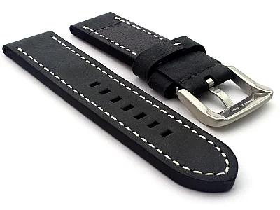 (image for) Leather Watch Strap Marina Matte Black 26mm (1)