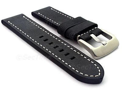 (image for) Leather Watch Strap Marina Matte Black 26mm