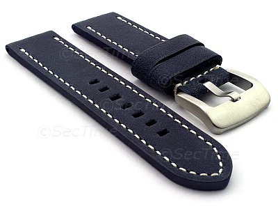 (image for) Leather Watch Strap Marina Matte Navy Blue 26mm