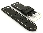 (image for) Leather Watch Band Marina with Rivets fits Panerai Matte Black 26mm