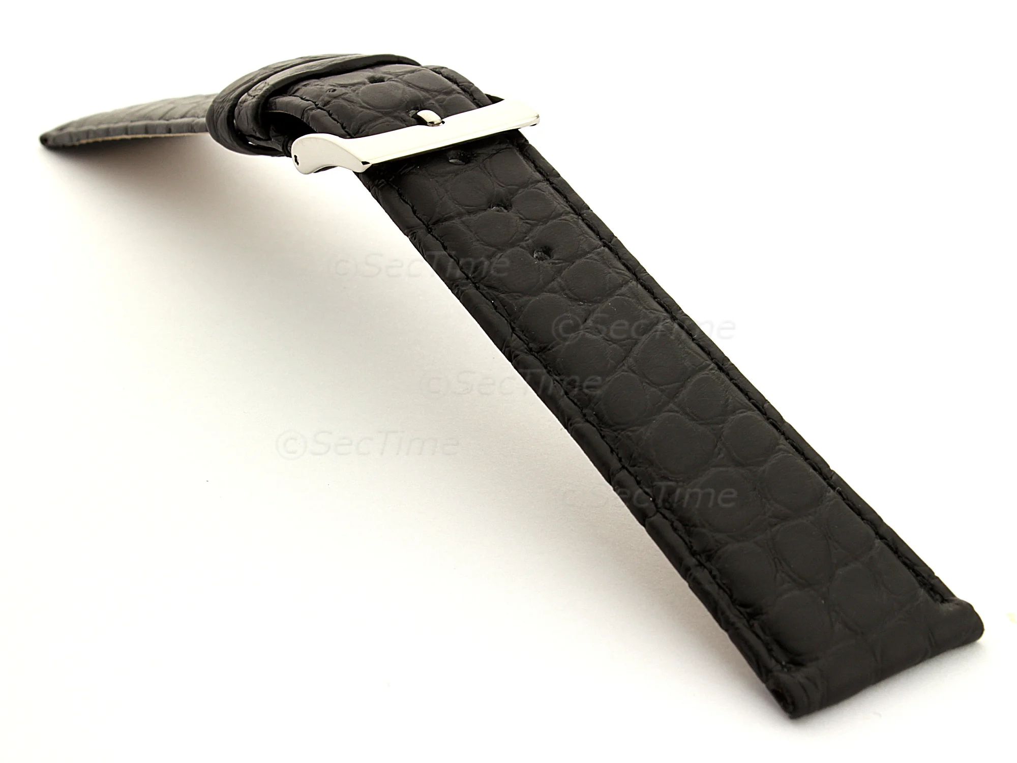 (image for) Genuine Crocodile Leather Watch Strap Miami CM Black 18mm (1)