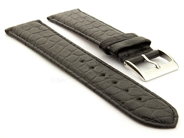 (image for) Genuine Crocodile Leather Watch Strap Miami CM Black 18mm