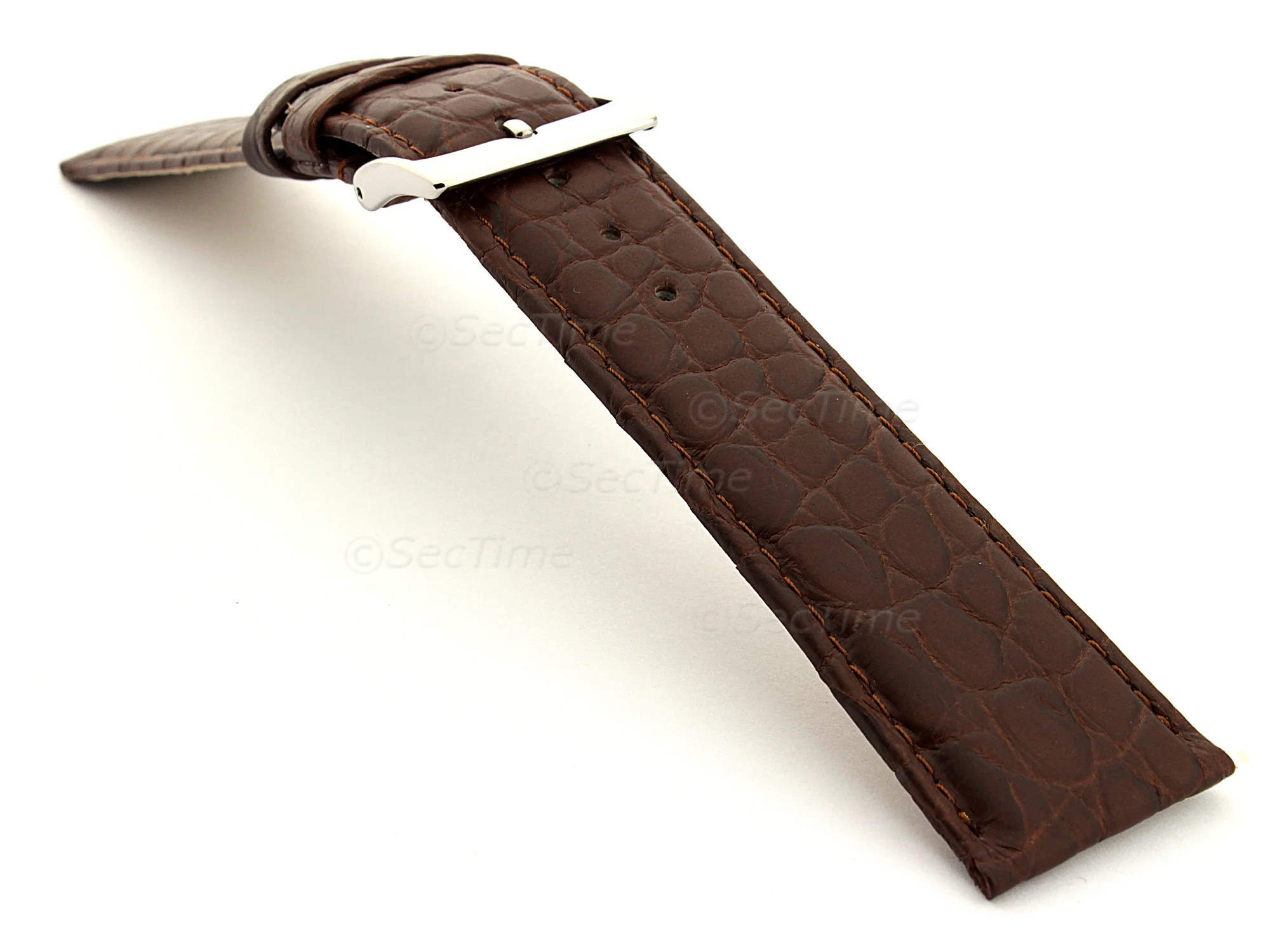 (image for) Genuine Crocodile Leather Watch Strap Miami CM Dark Brown 22mm (1)