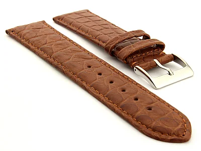 (image for) Genuine Crocodile Leather Watch Strap Miami CM Brown 18mm