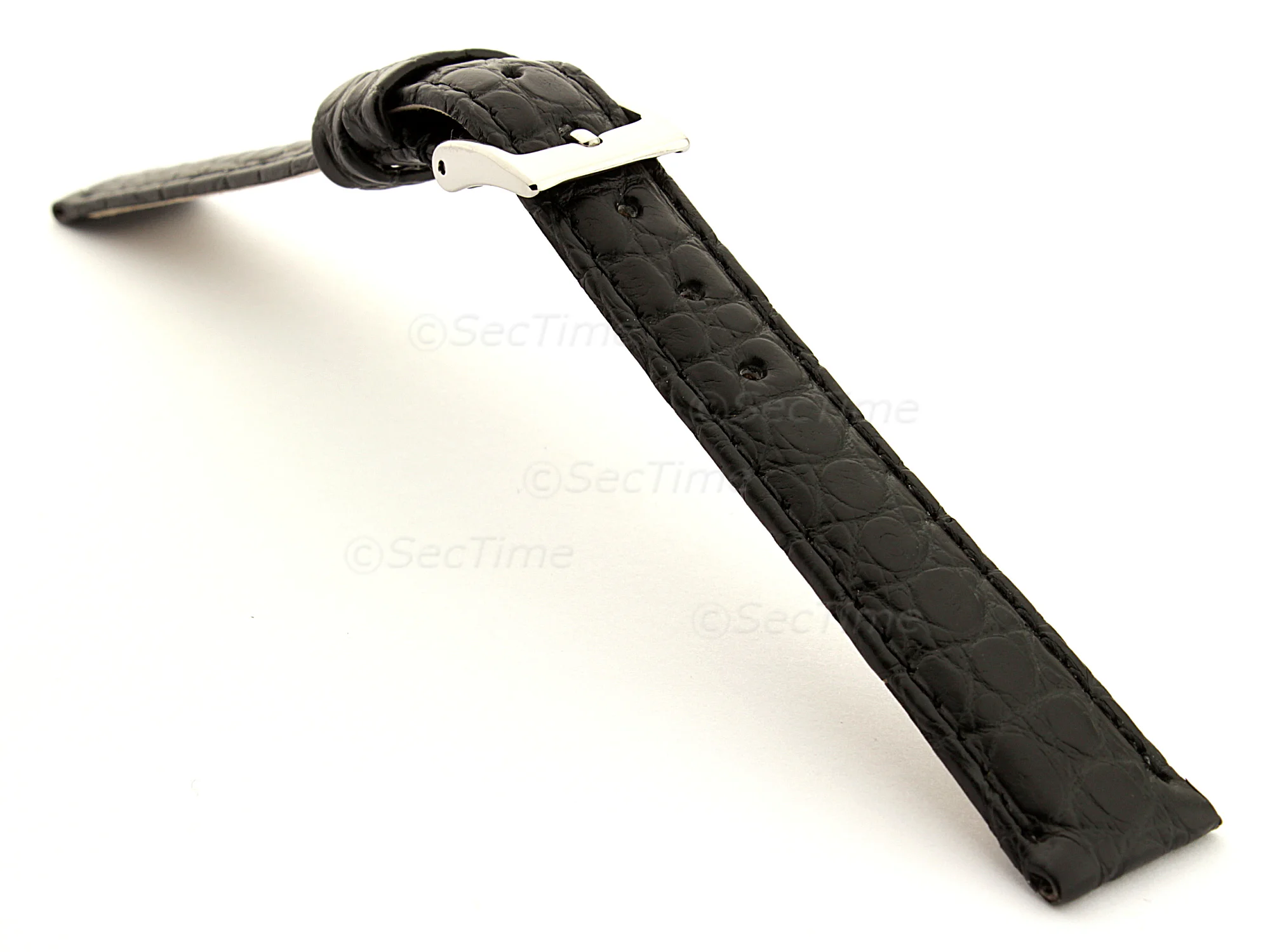 (image for) Genuine Crocodile Leather Watch Strap Miami CS Black 12mm (1)