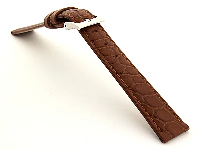 (image for) Genuine Crocodile Leather Watch Strap Miami CS Brown 12mm (1)