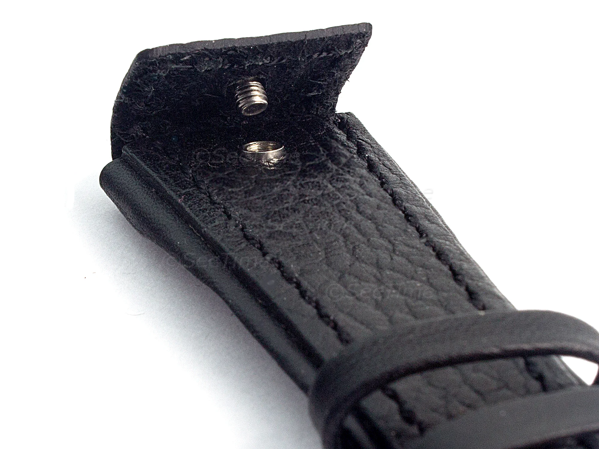 (image for) Military Style Leather Watch Strap, Fixed Lugs with Screw Black(grained) 22mm (2)