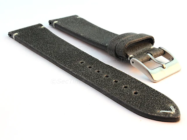 (image for) Genuine Leather Watch Strap Band Mirage Grey/White 22mm