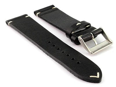 (image for) Genuine Leather Watch Strap Band Mirage Black 22mm (1)