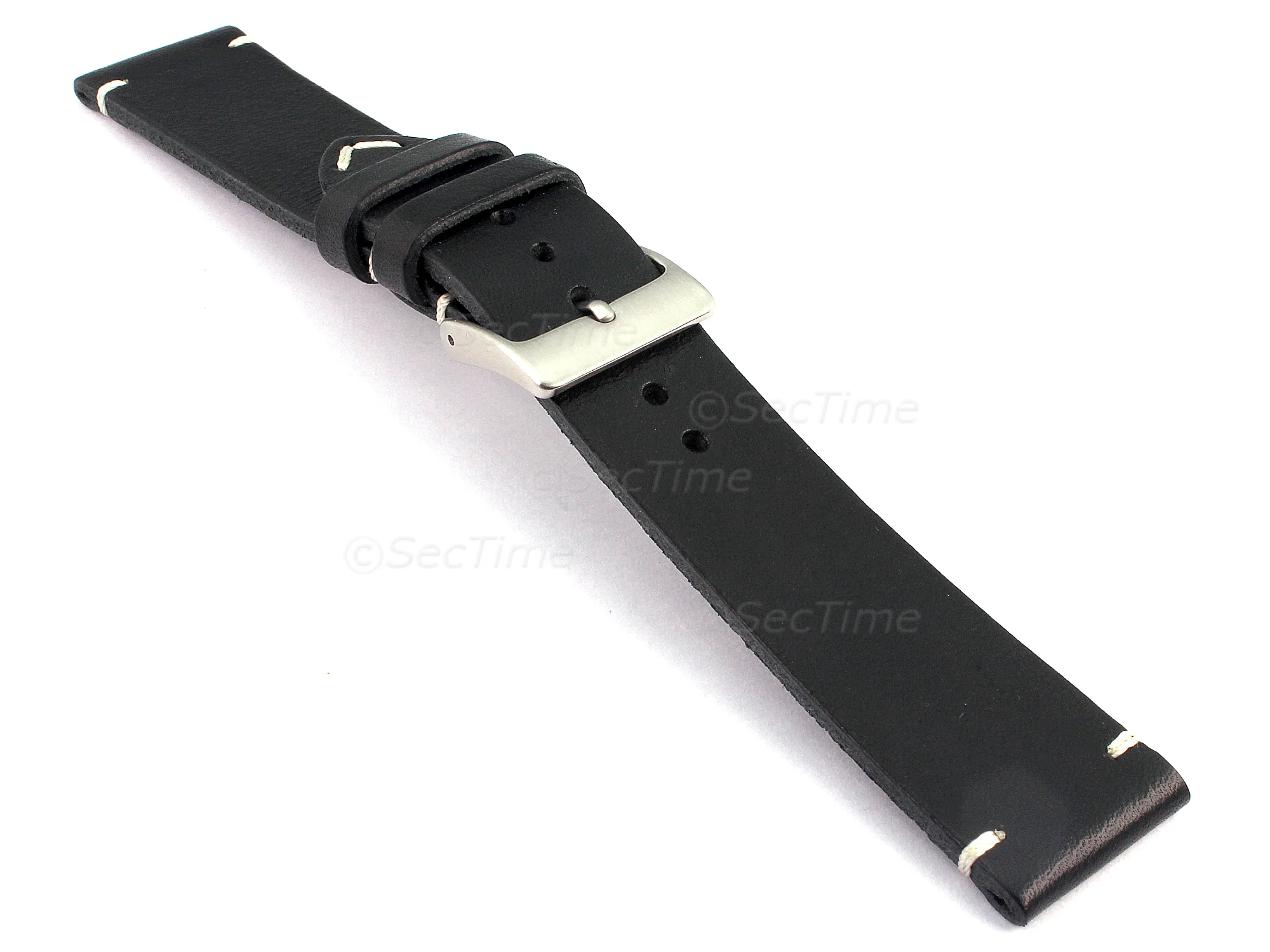 (image for) Genuine Leather Watch Strap Band Mirage Black 22mm (2)