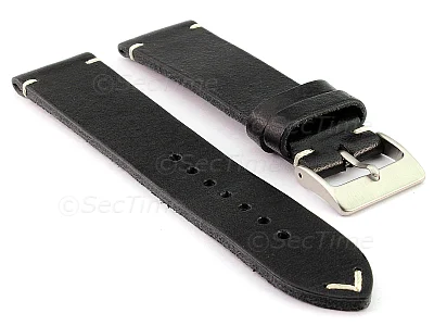 (image for) Genuine Leather Watch Strap Band Mirage Black 21mm