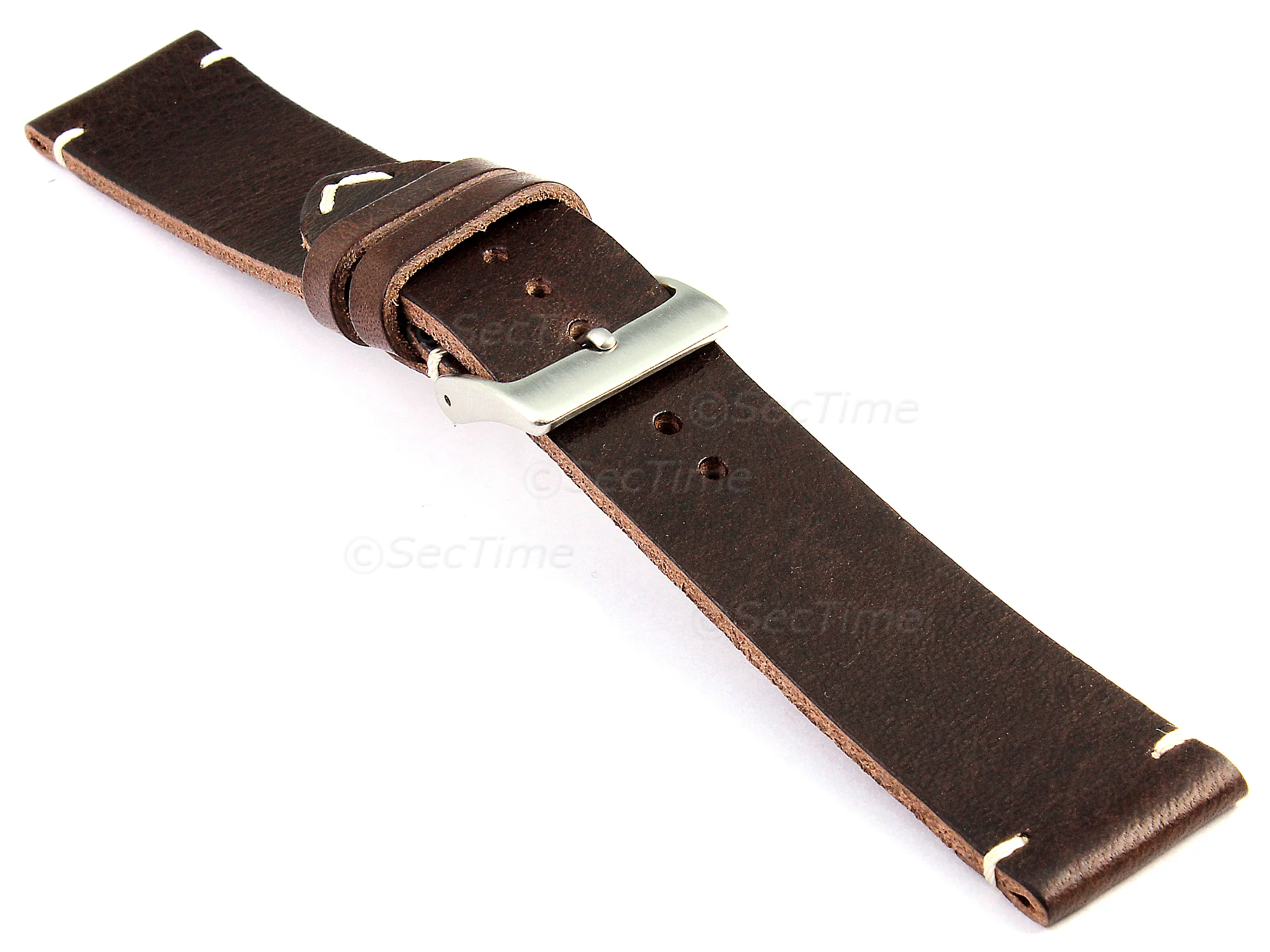 (image for) Genuine Leather Watch Strap Band Mirage Dark Brown 22mm (2)
