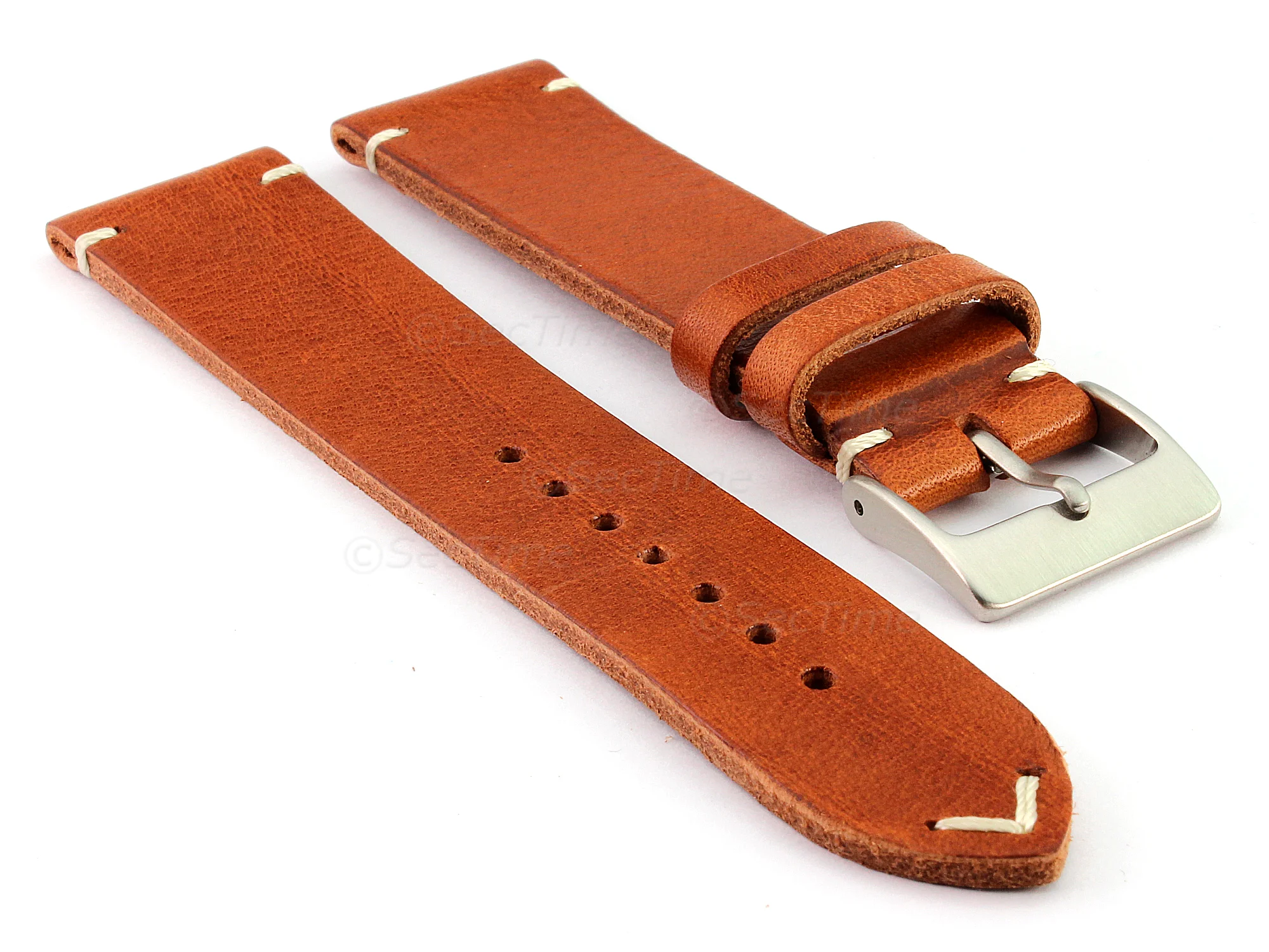(image for) Genuine Leather Watch Strap Band Mirage Brown 22mm