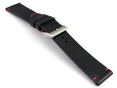 (image for) Genuine Leather Watch Strap Band Mirage Black/Red 22mm (2)