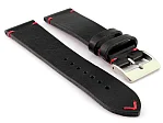 (image for) Genuine Leather Watch Strap Band Mirage Black/Red 22mm