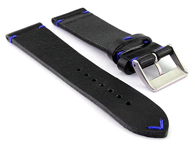 (image for) Genuine Leather Watch Strap Band Mirage Black/Blue 22mm (1)